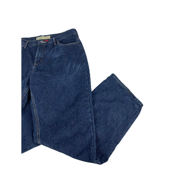 Cabelas Womens 14 R Straight Leg Jeans Red Buffalo Plaid Flannel Lined Denim - Picture 2 of 12